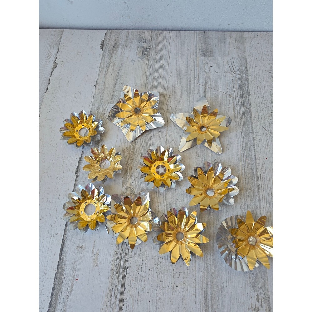Vintage gold reflector foil ornament holder Xmas decor